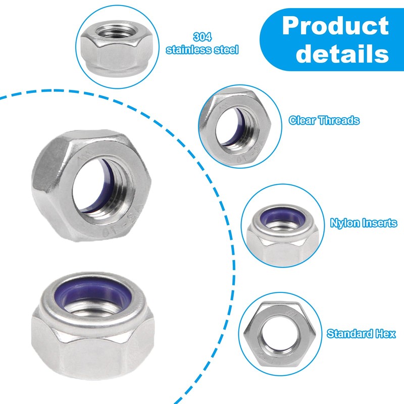 Yinpecly 120PCS M4 Locknuts M4x0.7mm Nylon Insert Hex Lock Nuts