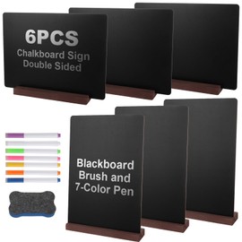 DIRBUY 6 Pack Chalkboard Sign Double Sided - 8 x 12 Inch Menu Board for Kitchen with Wood Holder - Tabletop Chalkboard for Message Board, Party, Tables Decoration, Bar and Restaurant