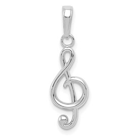 IceCarats 14K Solid White Gold Treble Clef Music Note Necklace Chain Pendant Charm 25mm x 8.13mm Only