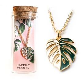 Variegated Monstera Albo, Thai Constellation Leaf Necklace, 18k Gold Monstera Albo Thai Constellation for Women, Plant Gifts