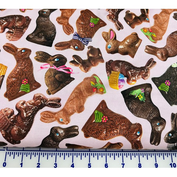 Timeless Treasures 100% Cotton Digital Easter Sweet Treats Chocolate Bunnies