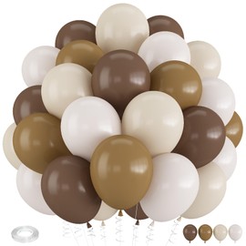 Froova Brown Balloons, 12 Inch Coffee Brown Tan Cream Sand White Balloons for Neutral Bear Baby Shower Boho Wedding Woodland Birthday Party Decorations