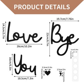 Love You Bye Wooden Wall Sign, Boxwood Above Wall Decor Modern Letter Boho Signs for Entryway Hallway Living Room & Door Decoration (Black)