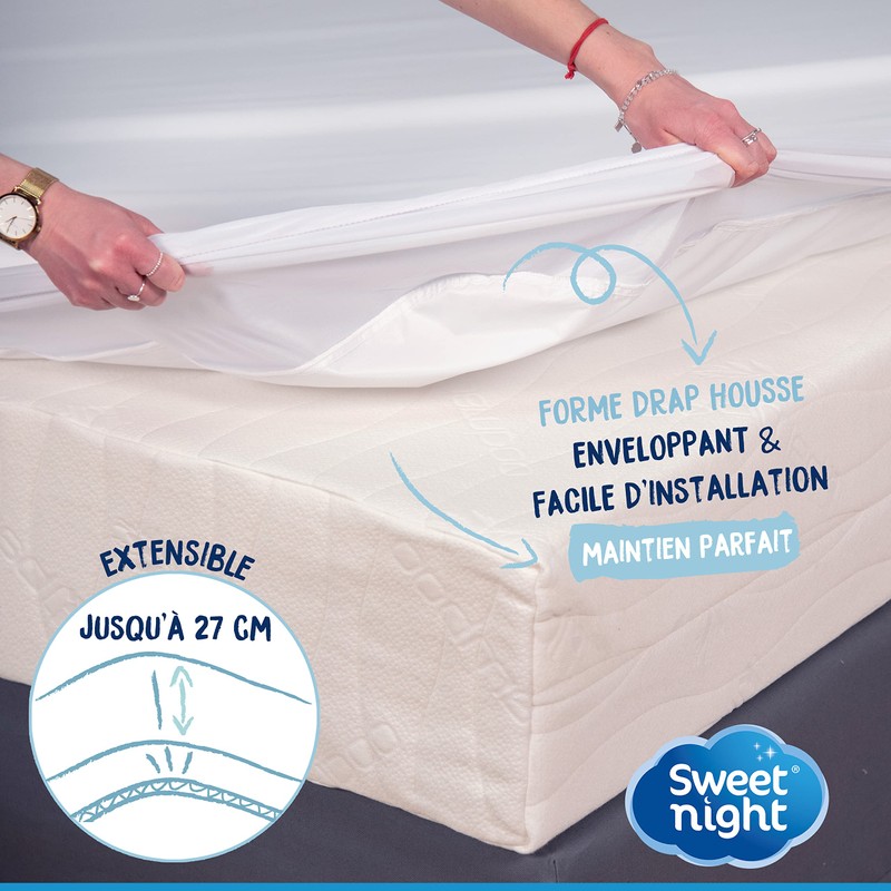 Sweet Home Waterproof Mattress Protector, polyester, white, 140x190/200 cm