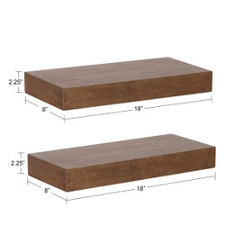 Kate and Laurel Havlock Modern Floating Shelves, Set of 2, Rustic Brown, Sophisticated Storage and Display Shelves for Wall