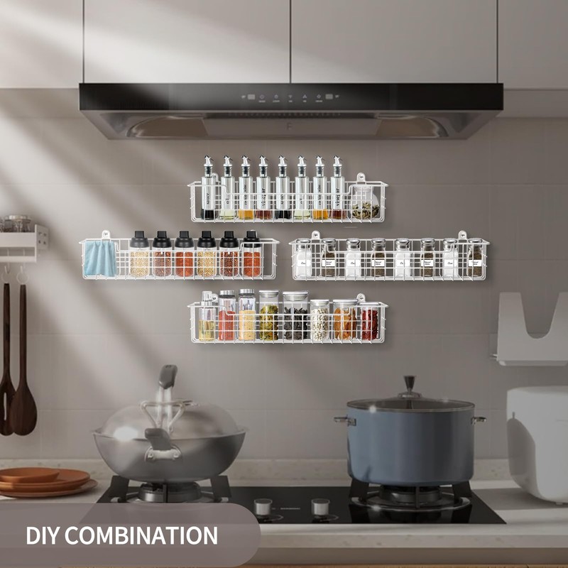 GUUKAR Spice Rack Wall Mount, 4-Pack Seasoning Organizer for Kitchen