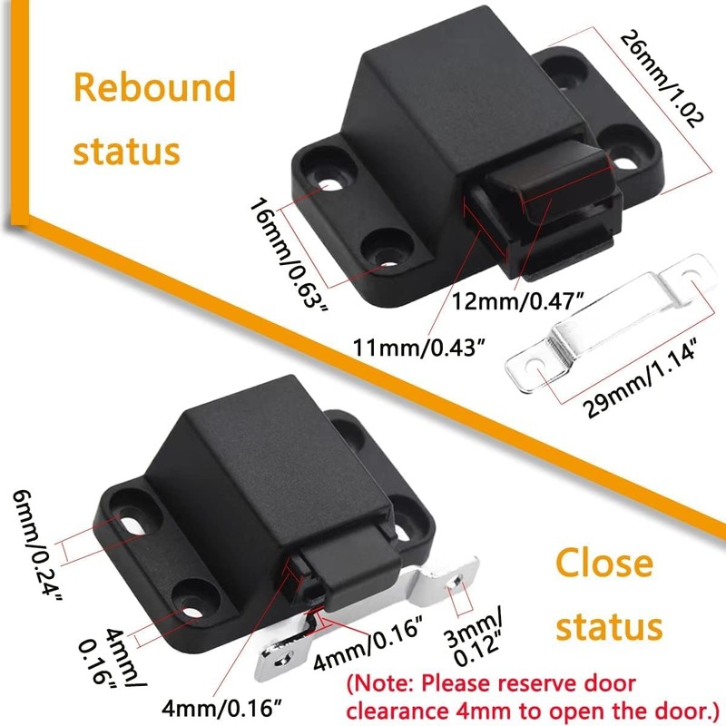 Self-Closing Push to Open Door Latch Cabinet Hardware CBRIVE 2