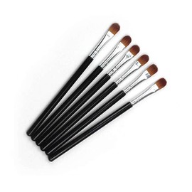 6Pcs Black Professional Shader Eyeshadow Brush - All Over Short Flat Shader Eye Makeup Brush with Dense Rounded Natural Hair Bristles to Pack Eye Shadow Powder on Eyelid Premium Quality