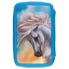Idena, lightblue, Triple pencil case horse
