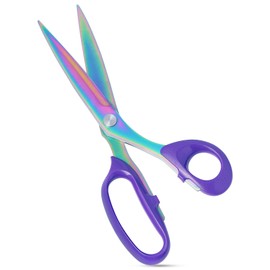 Asdirne Titanium Coating Fabric Scissors, Professional Tailor Scissors, Ultra-Sharp Stainless Steel Blades, Ergonomic ABS Handle, 10.5 Inch, Rainbow&Purple