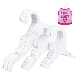 AHANDMAKER 18 Packs Pet Apparel Hangers, 3 Styles White Pet Clothes Hanger, Cute Plastic Flexible Dog Clothes Hangers, Mini Plastic Hangers for Dog Puppy Cat Pet Clothes, 5x5.3/5.35x7.28/7.4x9.8 Inch
