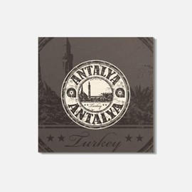 Unbranded Antalya Grunge Travel 4'' X 4'' Square Wooden Coaster