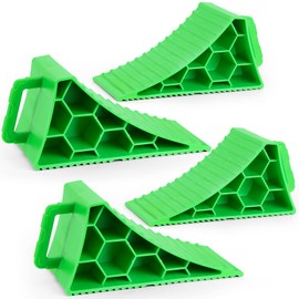 Wheel Chocks 4 Pack, RV Chocks with Handles for RV Trailer Camper Car Truck, Wheel Block Stopper for Tire, Strong RV Wheel Chocks Hexagonal Honeycomb Structure, RV Trailer Accessories, Green