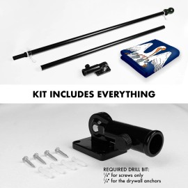 UD_G128 Combo Pack: 6 Feet Tangle Free Spinning Flagpole (Black) Louisiana LA State Flag 3x5 ft Printed 150D Brass Grommets (Fla