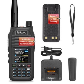 Talkpod A36SE GMRS 5W Radio Bidireccional Portátil Largo Alcance Walkie Talkie, Radio de Dos Vías de Doble Banda Recargable, 512 Canales, Pantalla a Color de 1.44 Pulgadas (Negro)