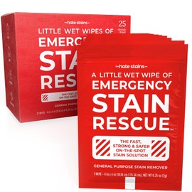 Emergency Stain Rescue Quitamanchas – Toallitas multiusos para alfombras, tapicería, ropa, añadir a lavandería, funciona en manchas orgánicas o inorgánicas frescas y viejas (25 toallitas individuales)