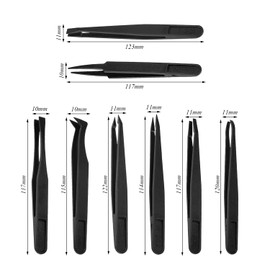 IDNVFY 8 pieces anti-static tweezers, mixed fibre tweezers, multifunctional precision counter, suitable for electronic products, jewellery production, laboratory work and maintenance.