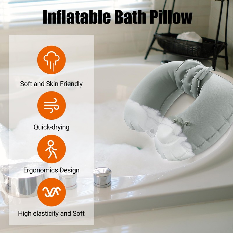MABOZOO Inflatable Bath Neck Pillows for Tub & Shower -