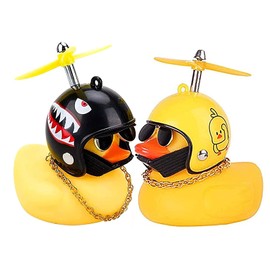 Pack of 2 Yellow Duck Car Dashboard Decorations, Rubber Duck Car Ornaments, Car Rubber Duck Toy with Propeller Helmet, for Men, Women, Children, Boys, Girls