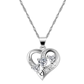 Uloveido Platinum Plated Infinity Heart Necklace for Women, Love Heart Pendant with Cubic Zirconia, Heart Necklace for Girlfriend Y894-White