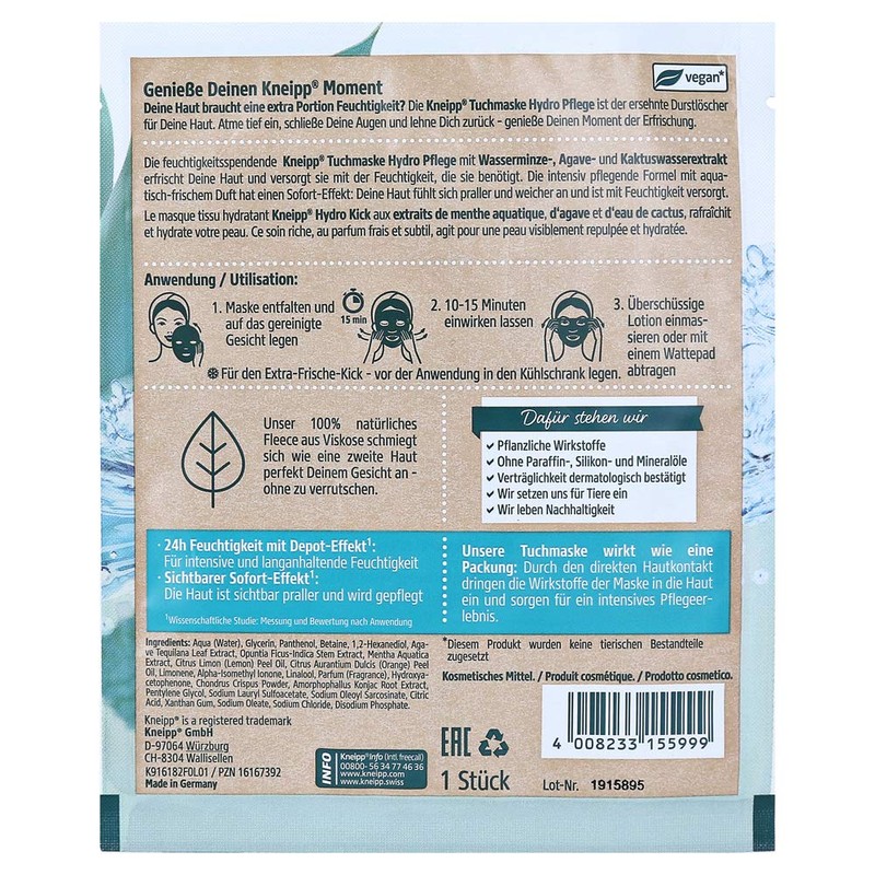 Kneipp Hydro Care Cloth Mask 18 ml