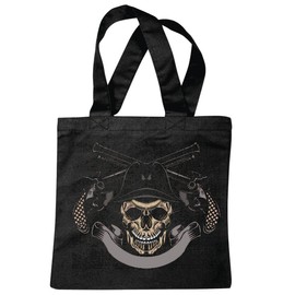 'Shoulder bag "Western Cowboy Pistol Skull Gothic Outdoor Bike Club Mc Motorcycle Chopper Custom Motorbike, Meet Club Meet Shopping Bag School Bags Gym Bag in Black