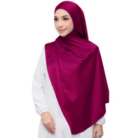 Lina & Lily Luxury Satin Hijab Head Scarf Shawl Wrap for Muslim Women Extra Long (Magenta)