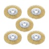 sourcing map 4-Inch Wire Wheel Brush Bench Brass Plated Crimped