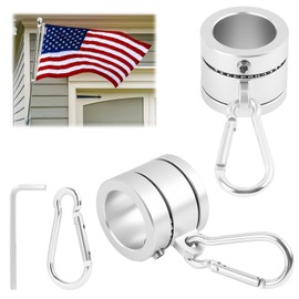 Pack of 2 Aluminium Flagpole Rings with Carabiner Clip - 360° Rotatable Flagpole Accessories, Flagpole Holder, Adjustable Diameter 1.8-2.5 cm, for Outdoor Flags, for All Weather Conditions