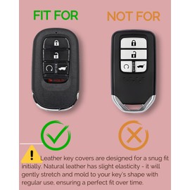 for Honda Key Fob Cover Leather - for Accord Civic CR-V Pilot HR-V Sport 2025 2024 2023 2022 / Passport 2026 - Handcrafted Leather Smart Remote Key Fob Case (Chilli Pepper, 5 Buttons)