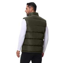 WHN Men's Puffer Vest Outerwear Winter Warm Sleeveless Jacket Zipper Quilted Puffy Vests with Pockets Army Green XL