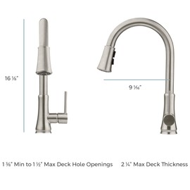 Pfister G529-PF2Y Pfirst Single Handle Pull Down Kitchen Faucet, Tuscan Bronze