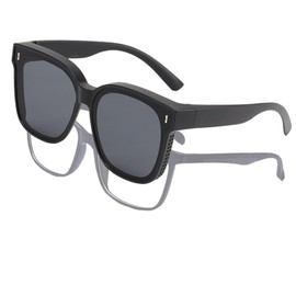 Unisex Over-Glasses Sunshades - Stylish Black Polarized Sunglasses with UV Protection - Wear Over Regular Glasses - Convenience and Durability
