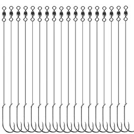Baitholder Snelled Hook Wire Leader Rigs-18pcs Fishing Nylon Coated Wire Leader Rigs with Baitholder Snelled Hooks Rolling Swivel Fishing Rig for Saltwater