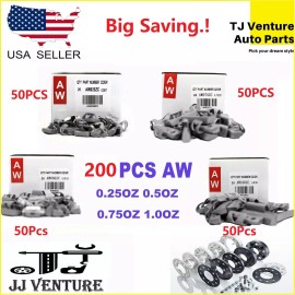 TJ 200 Pcs 8 boxes CLIP-ON WHEEL WEIGHT BALANCE AW STYLE .25oz .5oz .75oz 1.0oz