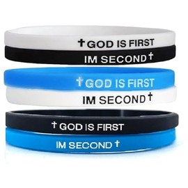 KZL GOD IS FIRST IM SECOND Inspirational Bracelets Christian Faith Rubber Bracelets for Women Men Engraved Bible Verses Cross Silicone Wristband Religious Jewelry Gifts -Set 2