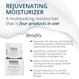 Visha Skincare 4 in 1 Rejuvenating Moisturizer, Anti-Aging Face Moisturizer Cream Helps Reduce Fine Lines and Wrinkles, Hydrates and Improves Skin Elasticity and Sun Damaged Skin 1.8oz