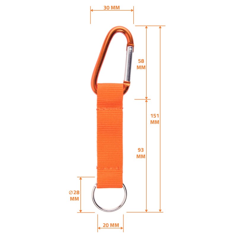 Karteo® Lanyard Short Lanyard Carabiner and Key Ring Orange with