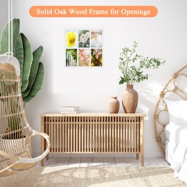 MOUDAMION 4x6 Oak Wood Picture Frames Collage Wall Decor White, Solid Oak Wooden Family Photo Collage Frame 6 Openings, Glass Front, Wall Hanging Display 6 4x6 Pictures