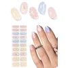 Spring Semi Cured Gel Nail Strips, Flower 20pcs Adhesive UV