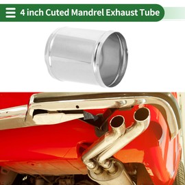 X AUTOHAUX Straight Exhaust Pipe Tube with Bead Roll DIY Custom Car Modified Exhaust Pipe Tubing Piping 4" OD 5" End Length T304 Stainless Steel Silver Tone