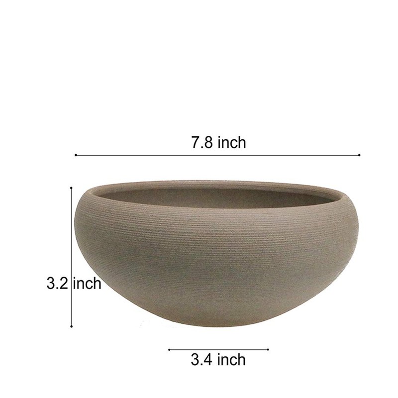 MUZHI Round Unglazed Ceramic Bonsai Pot with Bamboo Tray, Large
