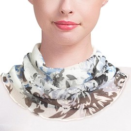 Buffydeer 100% Silk Neck Warmer, Neck Cover, Scarf, UV Protection, UV Protection, Sunburn Protection, Tulle Net, Stylish, Cute, Flower Pattern, Goods, Neck, Silk, UV Protection, Women's, Respect for