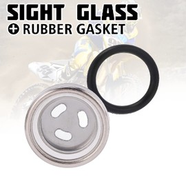 Yuecoom Motorcycle Brake Master Cylinder, Sight Glass Lens Gasket Repair Kit, Universal Front Rear Reservoir Sight Glass Replacement Compatible with Scooter Dirt Bikes Autocycle ATV (12mm)