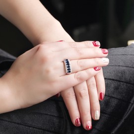 Uloveido Hermoso anillo de boda de 7 piedras para mujer, ovalado, circonita cúbica, anillos de compromiso J501, Metal Metal Cristal, circonita