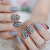 CoolNail Matte Gray Punk Style Press on Nail Fashion Gray