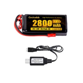 Cecicebb 7.4V 2800mAh 20C Lipo Battery JST Plug for RadioLink RC3S RC4GS RC6GS MC-E7S Receiver Transmitter with 7.4V Battery Charger