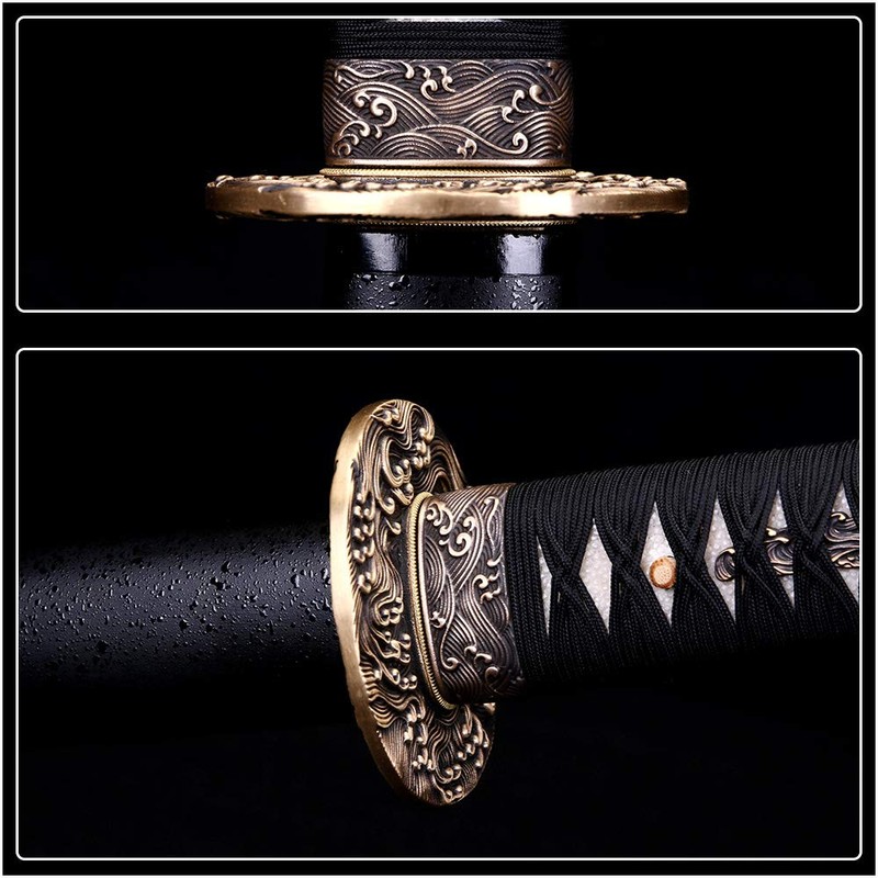 Siwode Katana,Wave Copper Tang, T10 Clay_Tempered, 40-Inchs