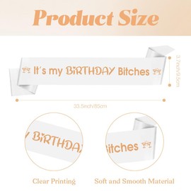 White Birthday Girl Sash Birthday Decorations for Her Birthday Sash for Women Birthday Accessories for Women Birthday Gifts Party Accessories Birthday Pamper Gifts for Women Satin Sash Birthday Stuff