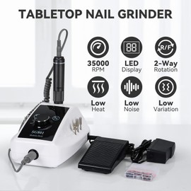 SG801 Mobile Nail Drill Rechargeable Electric Nail Tool for Manicure & Pedicure, Adjustable Speed with Multiple Attachments(White)